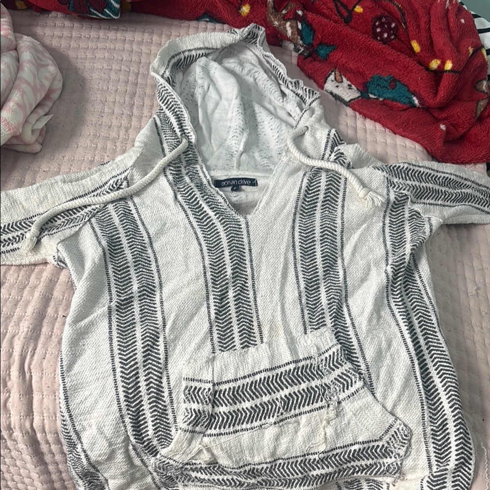 American Eagle Hooded Poncho with Black Stripes